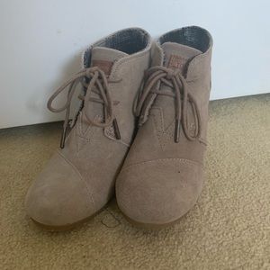 TOMS Suede Wedge Booties